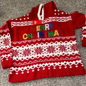 Celebrate Together‎ Red Merry Christmas Snowflake Ugly Sweater Hoodie Size M